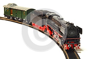 Steam loco model isolated over white