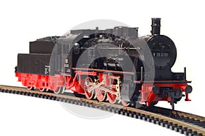 Steam loco model train isolated on white