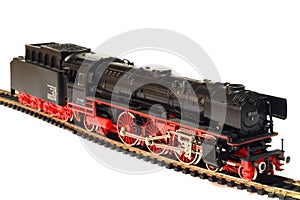 Steam loco model train isolated on white