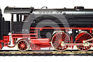 Steam loco model train  on white