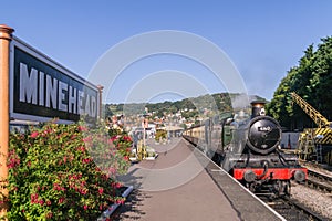 Steam locomotive 4160 at Minehead station, Somerset