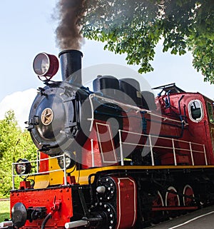 Steam locomotive blowing off the smoke