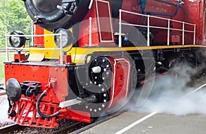 Steam locomotive blowing off the steam