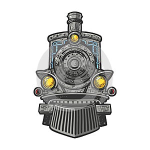 Steam locomotive color sketch vector illustration