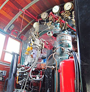 Steam locomotive control room