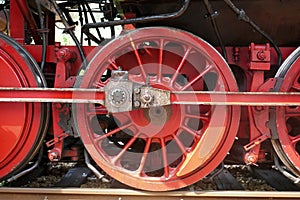 Steam locomotive detail with cranks and photo