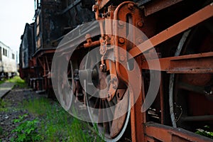 Steam locomotive details of an old train