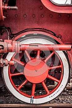 Steam locomotive front wheel detail