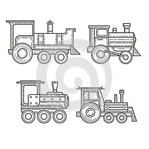 Steam locomotive icons, vector