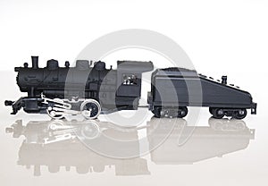 Steam locomotive model train / Isolated white