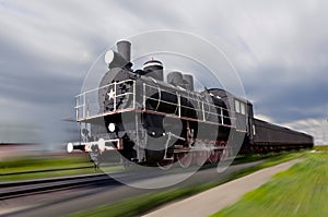 Steam locomotive in motion