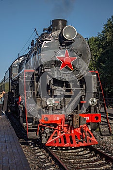 Steam locomotive at the Ruskeala Mountain Park station