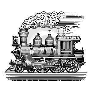 Steam locomotive sketch vector