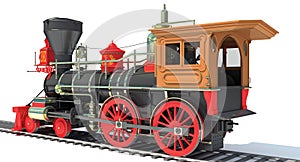 Steam Locomotive Train 3D rendering on white background