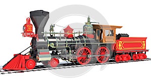 Steam Locomotive Train 3D rendering on white background