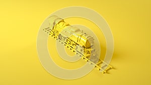 Steam Locomotive Train isolated on yellow background. 3d illustration