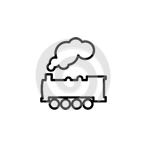 Steam Locomotive Train Line Icon In Flat Style Vector For Apps, UI Etc. Black Vector Train Icon