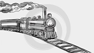 Steam Locomotive Train Watercolor 2D Animation