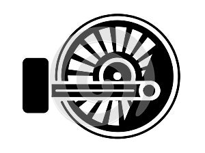 Steam locomotive, train wheel. locomotive transmission. Gear for transmitting rotation through the piston to the main wheel.