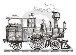 Steam locomotive vector logo design template