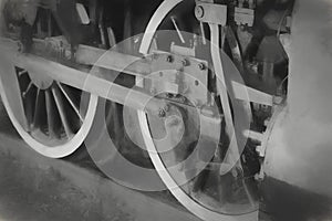 steam locomotive wheels close up