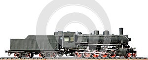 Steam locomotive on white background