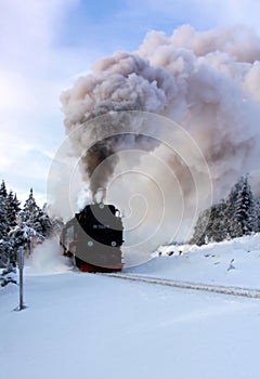 Steam locomotive in Winter