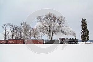 Steam Locomotive Winter Landscape