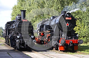 steam locomotives & x28;555.301+434.1001& x29;, depot Luzna u Rakovnika, C