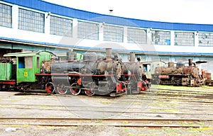 steam locomotives in depot, Kostolac, Serbia