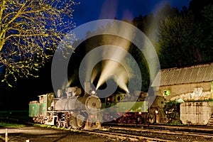 steam locomotives at night, Oskova, Bosnia and Hercegovina