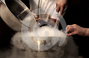 Steam over cooking pot