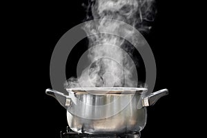 Steam over cooking pot