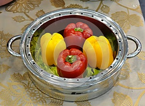 A Steam Pot with Bell Peppers