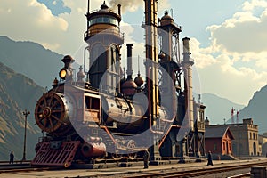 steam powered contraptions, towering