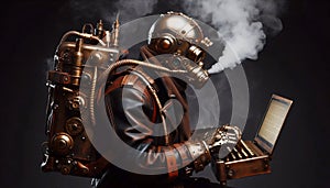 Steam-powered hacker, AI generated image