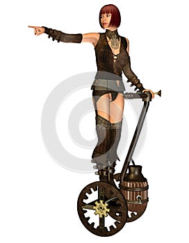 Steam punk girl on a transporter