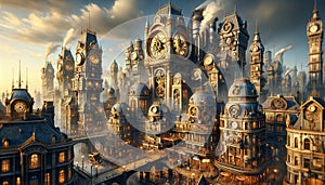 Steam Punk Metropolis: AI-Generated Cityscape in Retro Futuristic Style