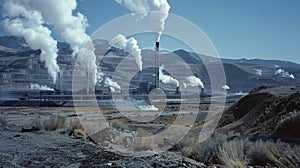 Steam rises from a coalfired power plant that is fueled by the mines production photo