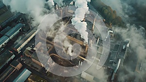 Steam rises from large boilers powering the machinery