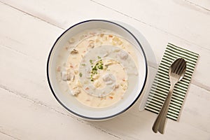 Warm clam chowder photo