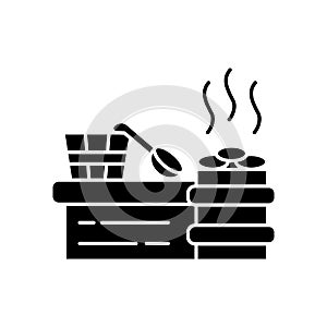 Steam room black glyph icon