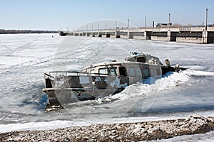 Steam-ship sunk in the ice