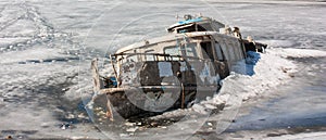 Steam-ship sunk in the ice