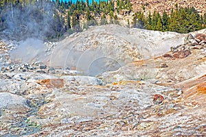 Steam and Sulfur Coated Rocks in a Hydrothermal Area