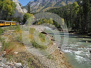 Steam Train along mountain stream