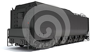 Steam Train Coal Tender Car 3D rendering on white background