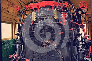 Steam train engine cabin