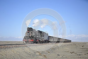 Steam train in the Gobi Desert