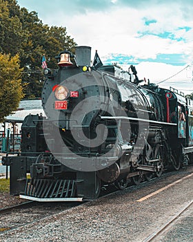 Steam train. Great Smoky Mountains Railroad or railway. North Carolina Mountains. Scenic view. Good for travel agency